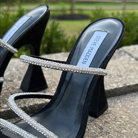 Steve Madden | Libbie Nubuck Rhinestone High Heel Platform Sandals | Size 8 - Picture 6 of 16